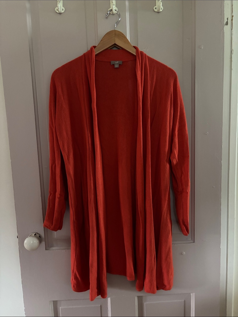 J Jill Open-Front Orange Cardigan